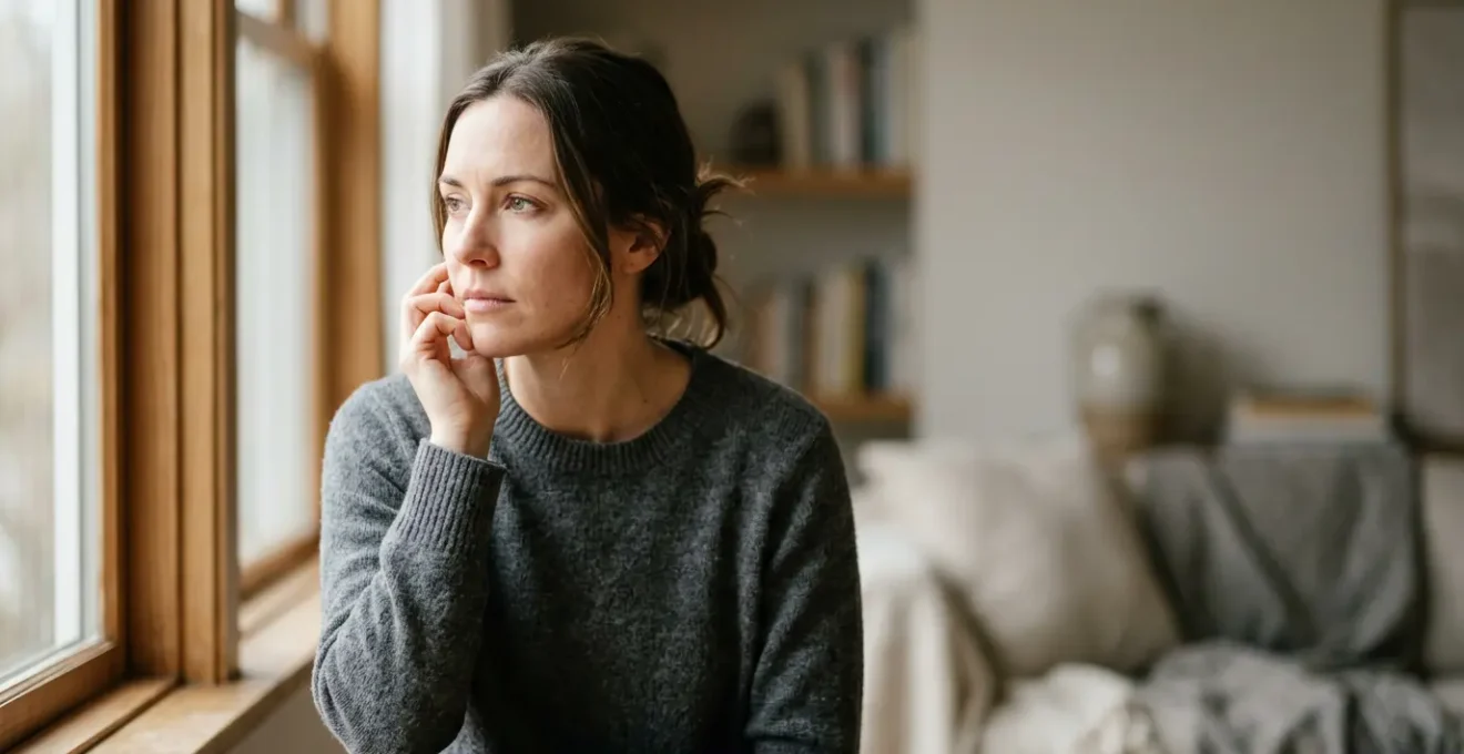 Donna trentenne riflette sulla scelta del trattamento di medicina estetica preventiva con espressione pensierosa