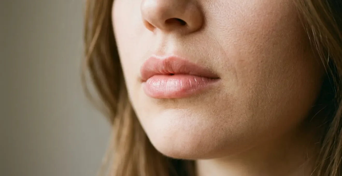 Labbra femminili naturalmente voluminose e ben proporzionate con effetto tridimensionale armonioso