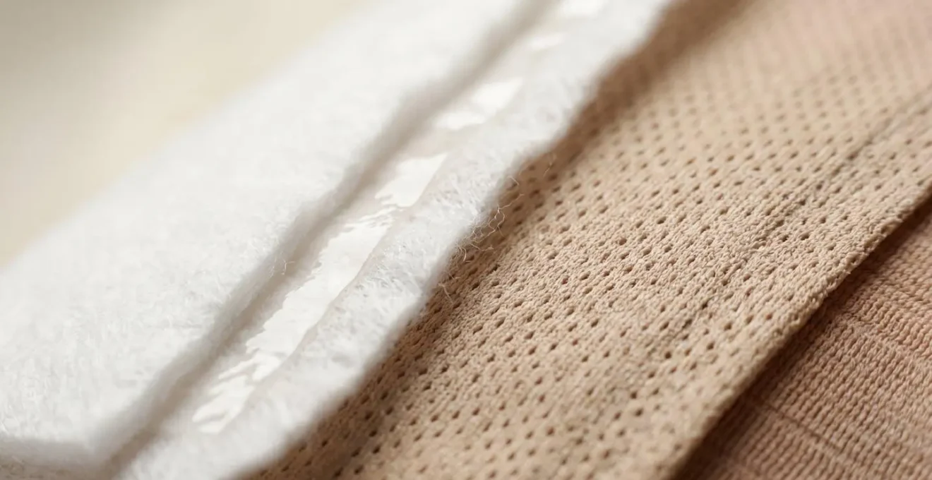 Dettaglio macro di materiali medici traspiranti per medicazioni in ambiente tropicale