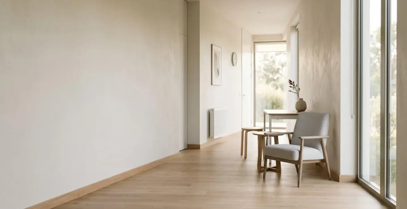 Ambiente medico minimalista con luce naturale che entra da finestra laterale